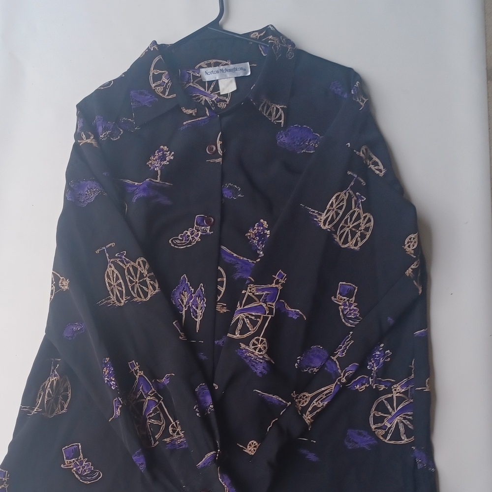 Norton McNaughton Black and Purple Button-Up Shirt